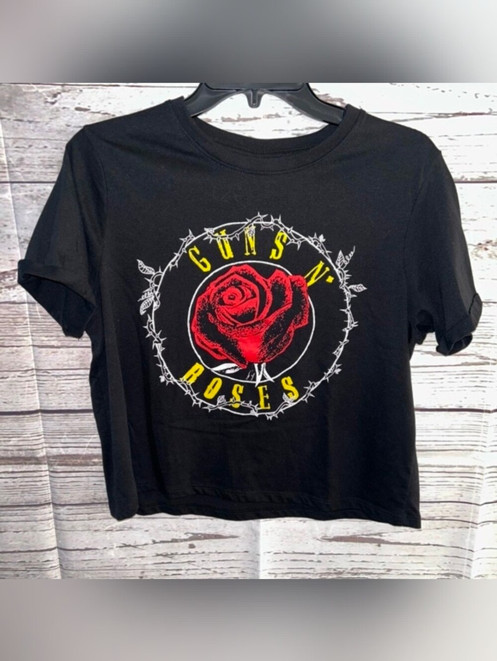 Guns N' Roses Cropped Black Tee Sz M